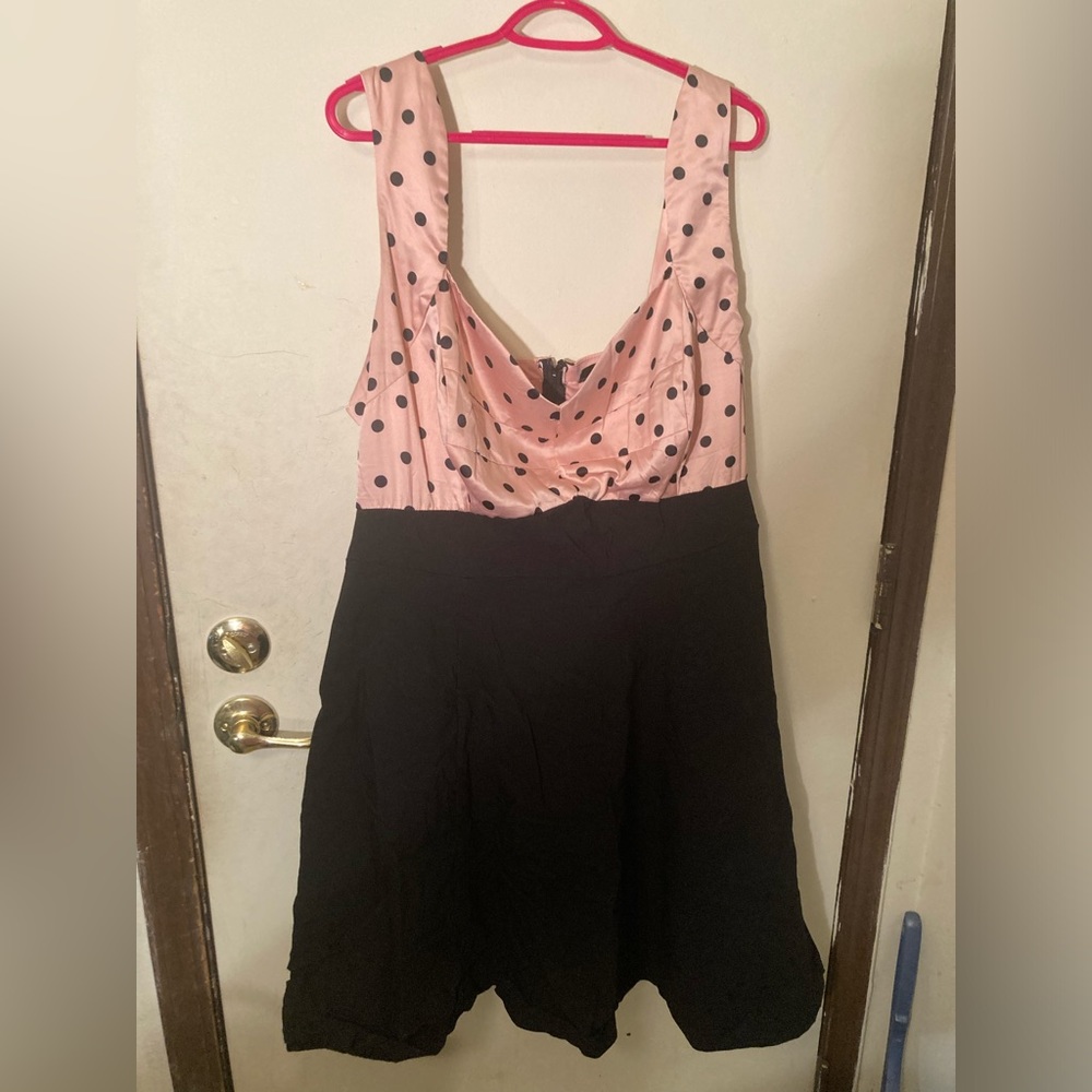 Torrid Peach and  Black Polka Dot swing dress